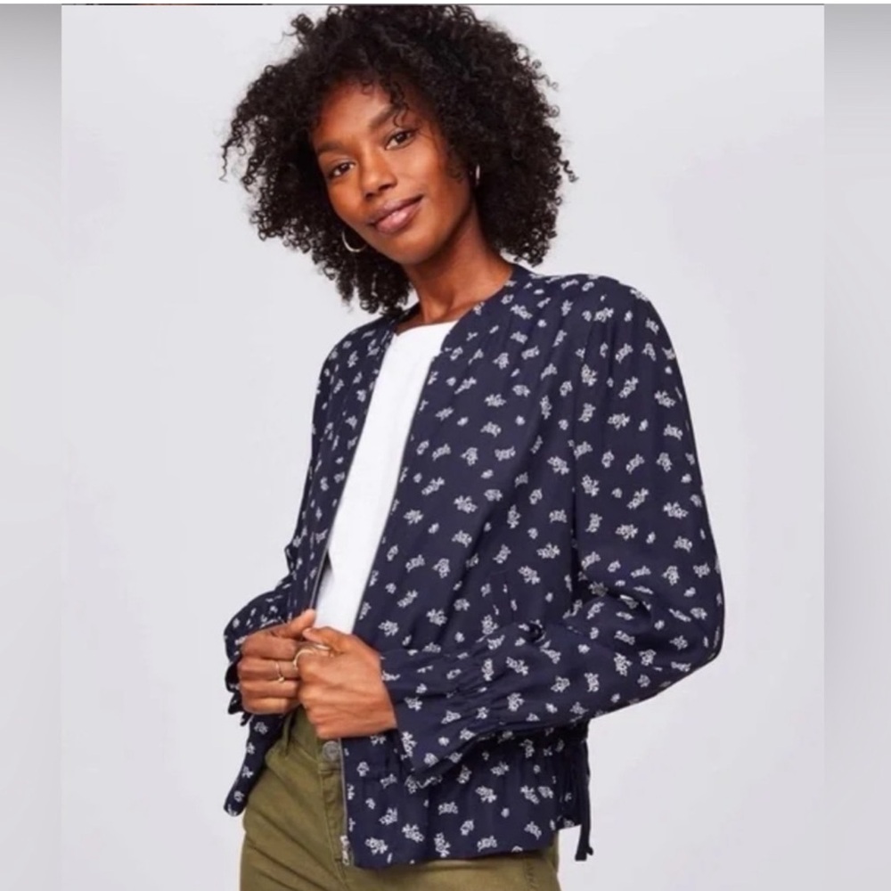 Loft Tiny Rose Pattern Jacket - image 1